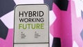 Hybrid Working future with colourful city backdrop location