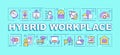 Hybrid workplace word concepts turquoise banner