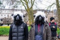 HYDE PARK, LONDON, ENGLAND- 20 March 2021: Protesters wearing sheep masks at the Vigil for the Voiceless anti-lockdown protest