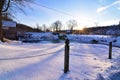 1850 Hyde Wisconsin Mill dam at sunset on a cold February day