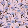 Hydenyear pattern flowers Pattern Isolated on pink color. Botanical Floral Decoration Texture.