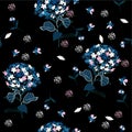 Hydenyear pattern seamless flowers Pattern Isolated on dark back