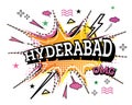 Hyderabad Comic Text in Pop Art Style Isolated on White Background