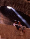 Hyderabad, India: Two children posing inside Golconda Fort