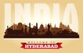 Hyderabad India city skyline vector silhouette