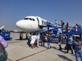 Hyderabad, India - January 25 2021: airplane at airport, indigo air plane in the airport.