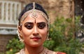 Portrait of Indian woman dancer in bharatanatyam makeup