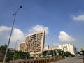 Cityscape of the Hi Tech City in Hyderabad, Telangana state, India including hotels, offices and construction activities