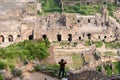 Aerial view of the historic ruins of the ancient Golconda fort in the city of Hyderabad