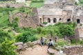 Aerial view of the historic ruins of the ancient Golconda fort in the city of Hyderabad