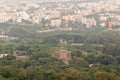 Aerial view of the sprawling urban cityscape of Hyderabad from the Golconda Fort