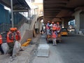Hyderabad metro track level in working area debris removal work