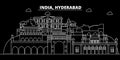 Hyderabad silhouette skyline. India - Hyderabad vector city, indian linear architecture, buildings. Hyderabad travel Royalty Free Stock Photo