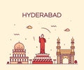Hyderabad skyline vector illustration linear