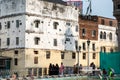 An old rustic building outside the ancient Mecca Masjid mosque in the Charminar area Royalty Free Stock Photo