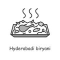 Hyderabadi biryani line icon. Traditional Indian dish. Editable vector illustration