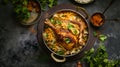 Delectable Hyderabadi Chicken Biryani Delight, Top-View Culinary Temptation Royalty Free Stock Photo