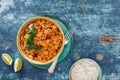 Hyderabadi chicken biryani on rustic table Royalty Free Stock Photo