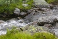 Hydnefossen waterfall and Hydna river, VeslehÃÂ¸dn Veslehorn mountain, Hemsedal, Norway Royalty Free Stock Photo