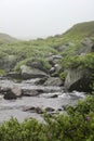 Hydnefossen waterfall and Hydna river, VeslehÃÂ¸dn Veslehorn mountain, Hemsedal, Norway Royalty Free Stock Photo