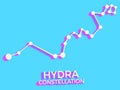 Hydra constellation 3d symbol. Constellation icon in isometric style on blue background. Cluster of stars and galaxies. Vector