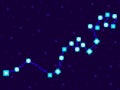 Hydra constellation in pixel art style. 8-bit stars in the night sky in retro video game style. Cluster of stars and galaxies.