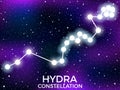 Hydra constellation. Starry night sky. Cluster of stars and galaxies. Deep space. Vector