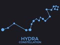 Hydra constellation. Stars in the night sky. Cluster of stars and galaxies. Constellation of blue on a black background. Vector