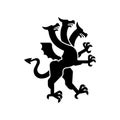 Hydra Heraldic animal silhouette. Fantastic Beast. Monster for coat of arms. Heraldry design element