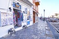 Touristic shops at Hydra island Saronic gulf Greece