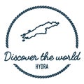 Hydra Map Outline. Vintage Discover the World.