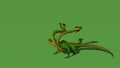 Hydra mystical water snake roars - isolated on green screen