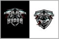 Hydra mythology Head vector badge logo template