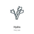 Hydra outline vector icon. Thin line black hydra icon, flat vector simple element illustration from editable fairy tale concept