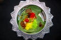 hydrabadi indian paan masala on betel leaf top view