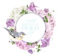 Hydrangea bird round logo