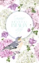 Hydrangea bird round logo