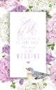 Hydrangea bird vertical banner