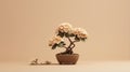 Hydrangea Bonsai Tree Minimalistic 3d Render For High-quality Desktop Wallpaper