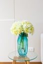 Hydrangea flower arrangement in a nice living room Royalty Free Stock Photo