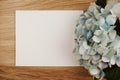 Hydrangea Flowers bouquet with space copy arrange for decoration on wood background Royalty Free Stock Photo