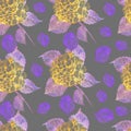 Hydrangea flowers set flora botany pattern seamless print textile watercolor on a white background