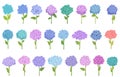 Hydrangea icons set cartoon vector. Flower summer