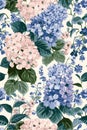 Hydrangea seamless pattern vintage floral botanical flower print