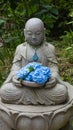 Hydrangeas and Jizo bosatsu Royalty Free Stock Photo