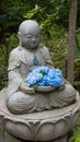 Hydrangeas and Jizo bosatsu Royalty Free Stock Photo