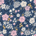 Hydrangeas, roses and other beautiful flowers, vector pattern