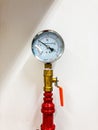 Hydrant Analog Pressure Gauge Instrument with Valve, Red Pipe