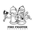 Hydrant firefighter department logo black and white Royalty Free Stock Photo