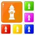 Hydrant icons set vector color